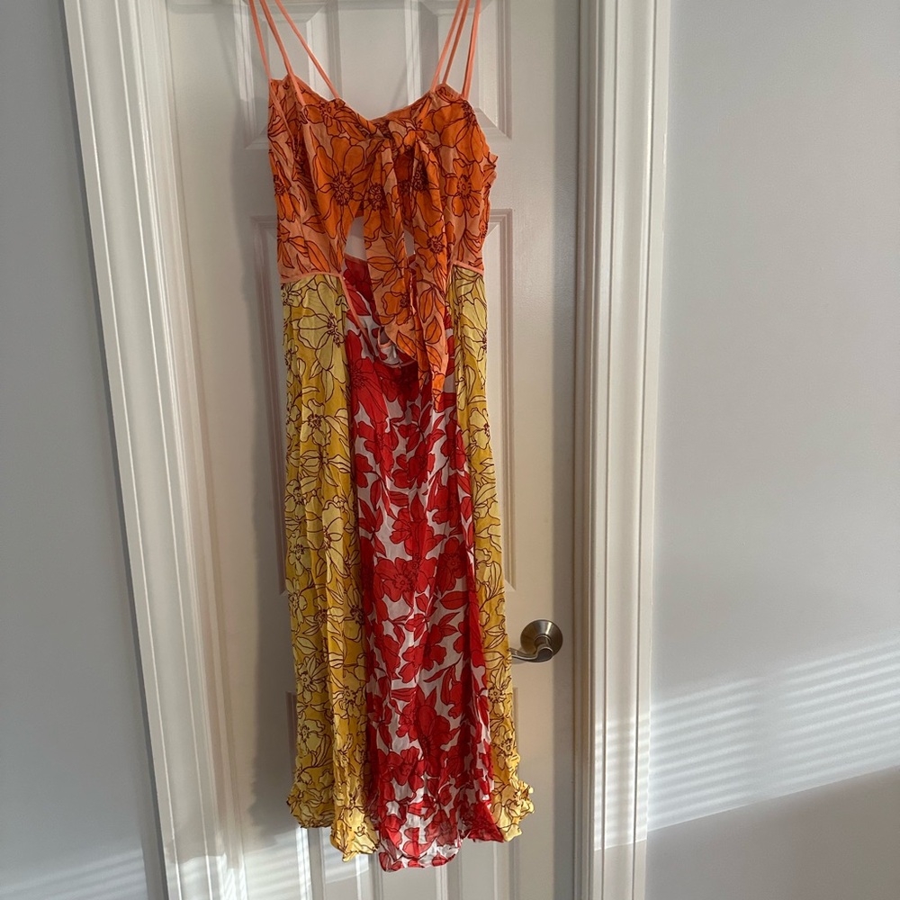 Reiss Orange and Red Floral Maxi Dress